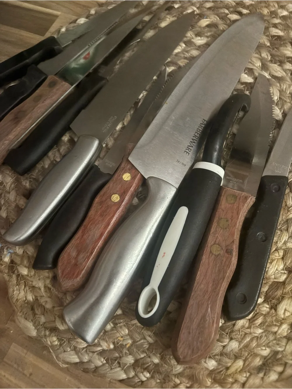 Assorted  Kitchen Knife Set - Stainless Steel & Wood Handles - Multi-Color